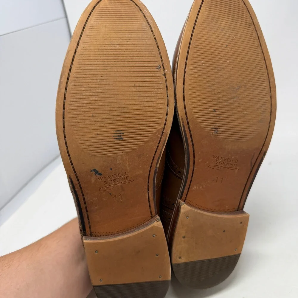 Warfield & Grand Roy Oxford Mens 11 Wingtip Cognac Brogue Leather EUC